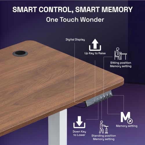 Image of Wakefit Study Table | 5 Yr Warranty | Standing desk, Computer Table for Home Pc, Electric Height adjustable, Digital Display & 4 Memory Presets, Free Installation, Modern Ergonomic Wobble-Free- L160Cm