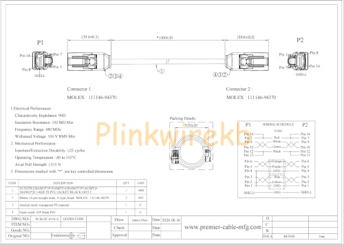 Cable LVDS de 14 polos HSAutoLink II con blindaje premium para ADAS 7