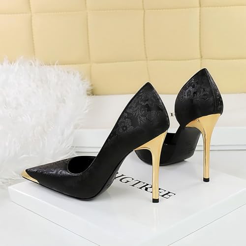 4 Inch Closed Pointed Toe Stiletto Heels, Women's Comfortable Pumps Shoes, Floral High Heels for Work Office Business3