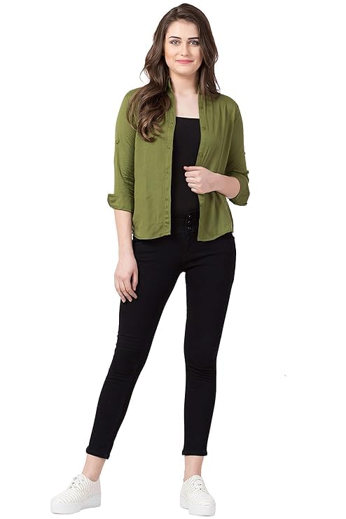 Image of Women's Solid Full Sleeve Rayon Shirt - Regular Fit, Lightweight, Office & Casual Wear Blouse