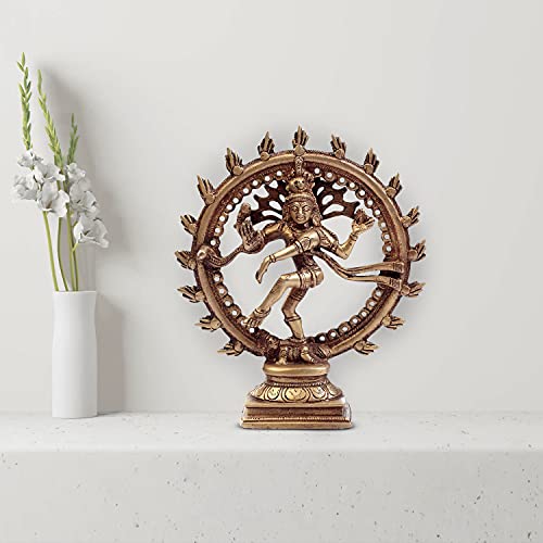 ARTVARKO Idol Lord Shiva Dancing Natraj Murti Nataraja Shiv Statue Brass Metal Home Décor Mandir Temple Gift Puja Pooja 6.5 Inches Showpiece