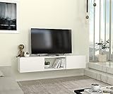 DORPEK Segment TV Stand White, Floating Unit for TVs up to 65', Wall Mounted Bench With 2 Drawers and 1 Open Shelf, Storage Unit for Living Room