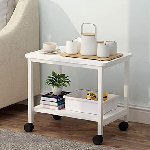 Table de rangement double couche blanche 80x40x48cm pour salon - 4