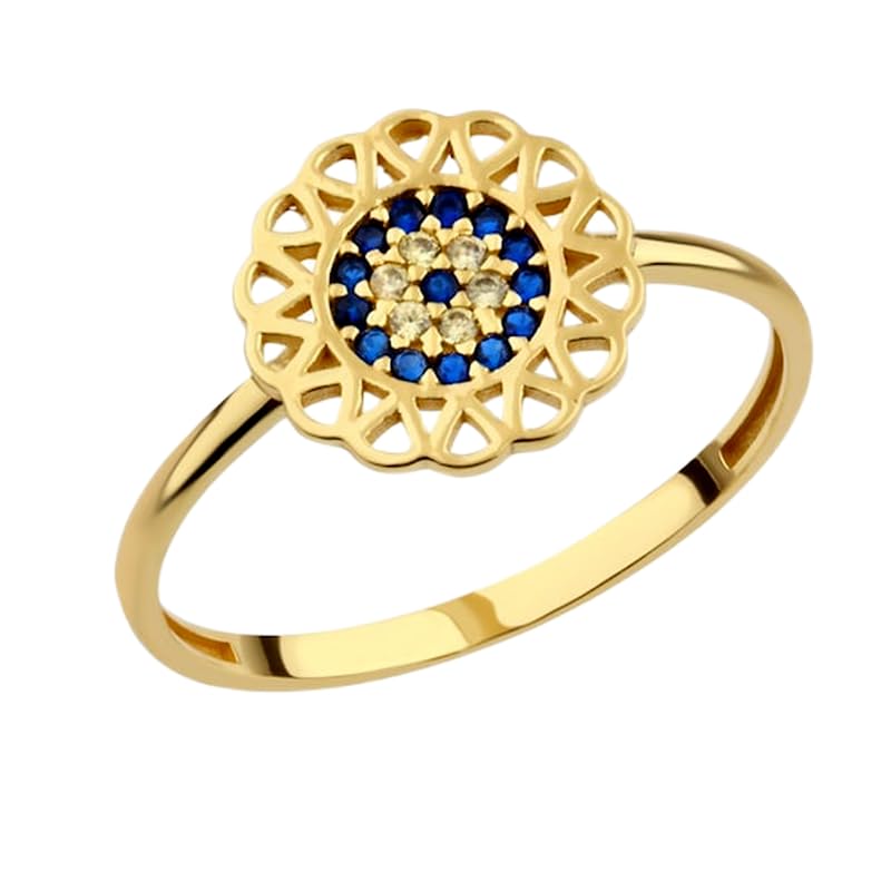 Bague chevalière en argent sterling 925 avec pierre cz bleue et anneau plaqué or diamanté