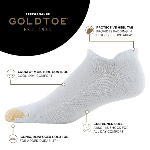 GOLDTOE Men's 656HT Cotton No Show Heel Tab Athletic Socks, 6-Pairs2