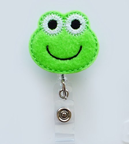 LOVEKITTY - Frog Felt Retractable ID Badge Reel Name Badges ID Badge Holder Nursing Badge Teacher Nurse Great Gift Idea