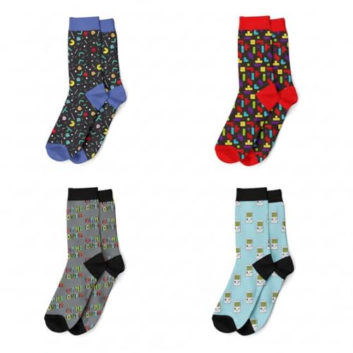SUPERMOLON Pack 4 Pares Calcetines Hombre Divertidos, Estampados