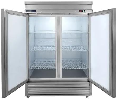Interior of Kratos Two Door Commercial Reach-In Freezer with shelves