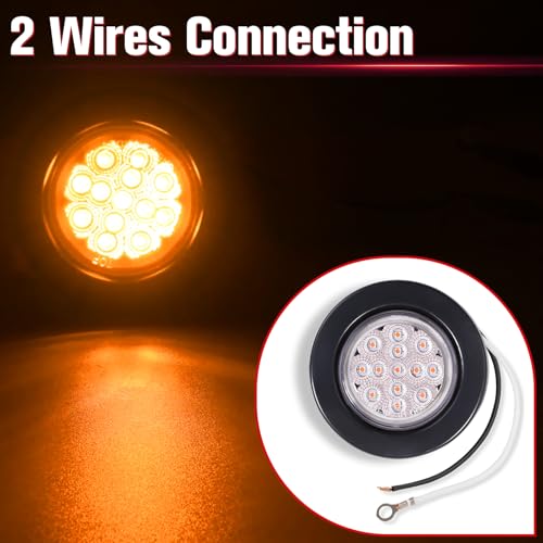 Image of 2.5 Inch 13 LED Side Marker Lights (Clear Len Amber Color) | Rubber Rings