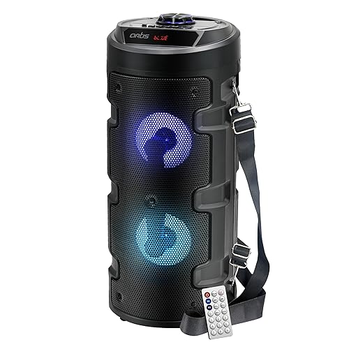 Artis MS301 Wireless Bluetooth Portable Party Speaker with RGB Glow Lights, Wired Mic, Remote Control, FM Radio & Aux in/USB/TF Card Reader Input (20W RMS Output)
