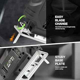 GALAX PRO 400W Electric Jigsaw, 3000 SPM,±45° Bevel Cutting, Lock-on Button, Includes Blades for Wood and Metal