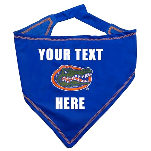 NCAA Florida Gators Personalized Tie Bandana for Dogs & Cats, Size Small/Medium. Custom Dog Bandana Scarf Bib for Pet Cat Dog. The Ultimate Game-Day & Party Customizable Bandana