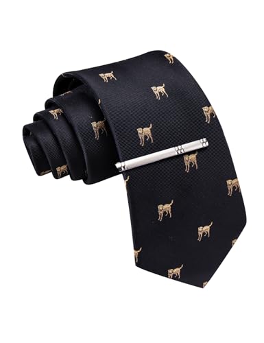 Image of Barry.Wang Silk Ties for Men Fun Necktie and Tie Clip Set for Wedding Party Business Formal Extra Long