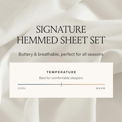 BOLL & BRANCH Signature Hemmed Sheet Set - King, White - Luxury 100% Organic Cotton - Includes 1 Flat, 1 Fitted, 2 Pillowcases - Buttery Soft - Image 5