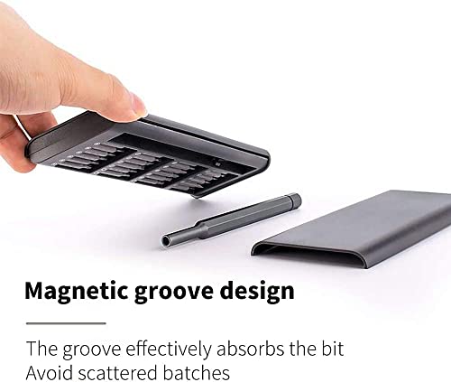 Image of 24 in 1 Screwdriver 24 Bits with Plastic Case for Cell Phone Laptop Watch Computer Electronics Glasses Repair Small Pocket Screwdriver Set Phillips Flathead Screwdriver Bit Magnetic black
