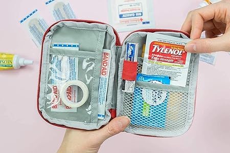 Image of TRADY First Aid Travel Pouch - Portable Emergency Medical Kit Bag Organizer with Zipper, Compact & Lightweight Storage for Medicines, Bandages & Supplies - Ideal for Home, Car, Office & Outdoor Use