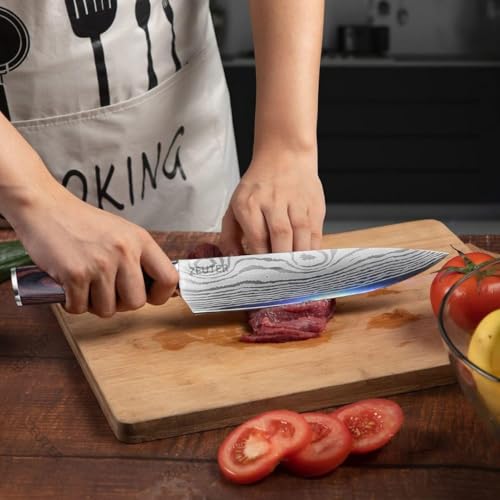 Image of 8Inch High Carbon German Stainless Steel Kitchen Chefs Knife for Cutting, Chopping, Dicing, Slicing, Mincing, Professional Cooking Knife with Ergonomic Handle & Sharp Blade(1-Knife-Without Box)
