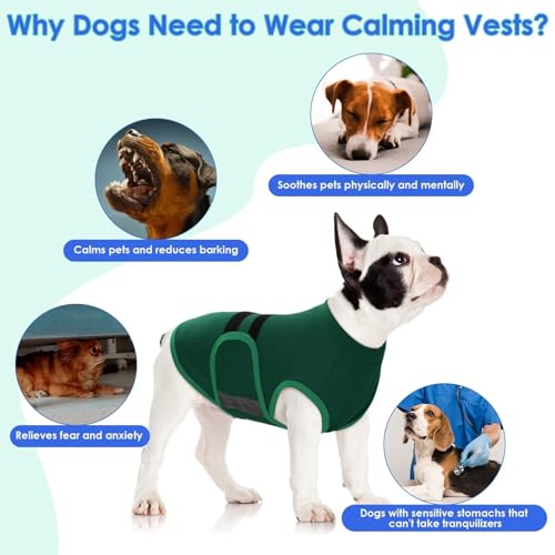 Image of MIGOHI Dog Anxiety Relief Coat,Comfort Anxiety Vest for Dogs,Adjustable Dog Anxiety Calming Wrap for Fireworks,Travel,Separation,Anxiety Jacket for Medium Dogs,M,Green