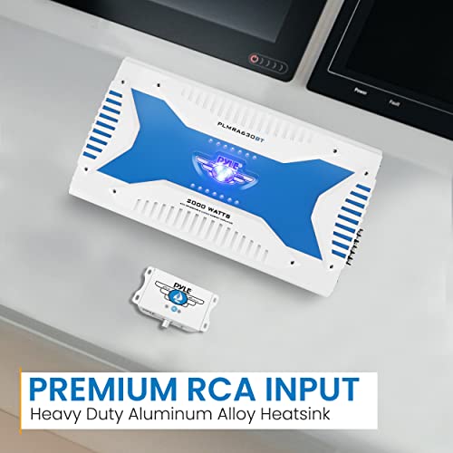 Pyle 2.1 Bluetooth Marine Amplifier Receiver - Waterproof 6 Channel Wireless Bridgeable Audio Amp For Stereo Speaker With 2000 Watt Power Dual Mosfet Supply Gain Level And Led Indicator - Plmra630Bt #TOP5