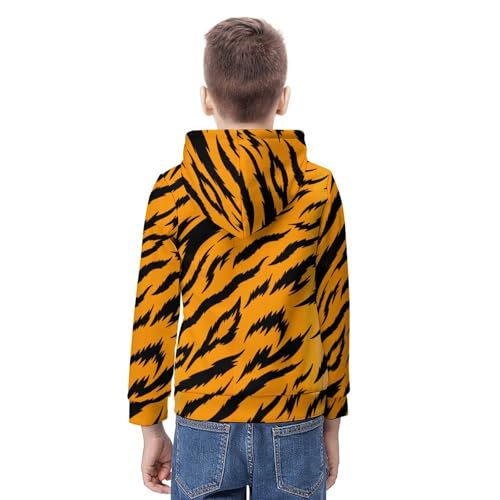 Tiger Pattern Hoodie Teenager Sweatshirt Pullover Hoodies Casual Loose Child Hooded Exercise Shirt Tops 7-18 Years3