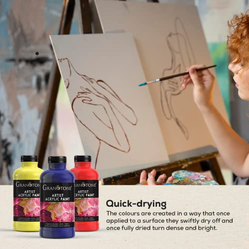 GRANOTONE Acrylic Colour Art and Craft Paint - Rich Pigment, Non-Cracking for Canvas, Wood, Leather, Earthenware, Metal - 500 Ml (Magenta)
