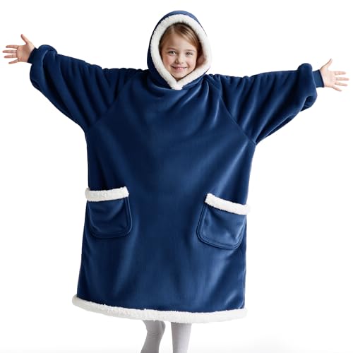 Bedsure Kids Sherpa Wearable Blanket Hoodie