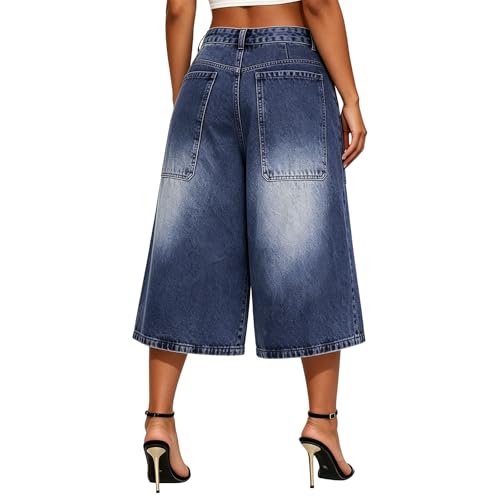 Jorts Y2k femme short bermuda en jean stretch aux jambes larges