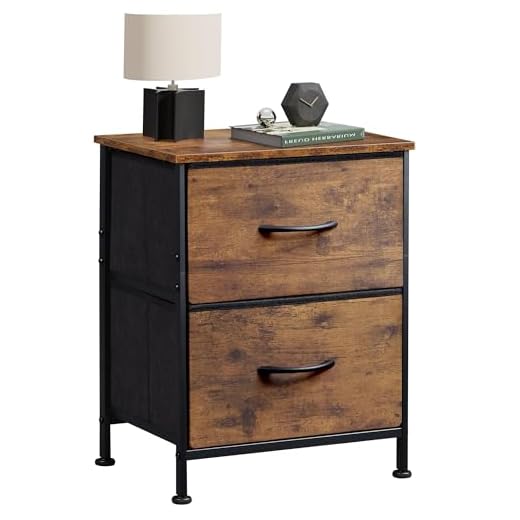 27+ Cozy Dark Earthy Bedroom Inspirations You’ll Love 4 WLIVE Night Stand, Small 2 Drawer Dresser, Nightstand with Fabric Bins for Bedroom, Closet, Dorm, Rustic Brown Wood Grain Print, 11.8" D x 15.7" W x 20.9" H