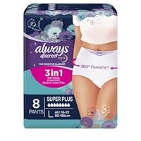 Always Discreet Incontinence Underware, Super Plus Large, 8 Pack