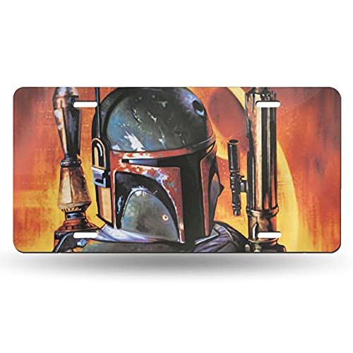PAMALARRA The Man-dal-or-ian Bo-ba Fe-tt Logo License Plate Decorative Car Front License Plate,Vanity Tag,Metal Car Plate,Aluminum Novelty License Plate,6x12 Inch