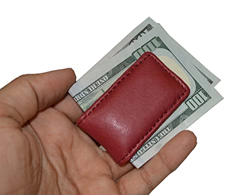 Image of LB LEATHERBOSS Men's New Leather Strong Magnetic Money Clip (Wine)