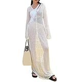 Qsvbeeqj Traje de baño de malla para mujer, camiseta acampanada con huecos, de ganchillo, para bikinis