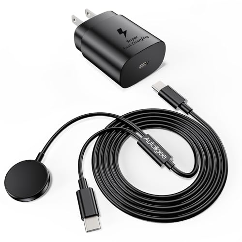 2 in 1 for Samsung Galaxy Watch Charger 25W USB-C Block Fast Charging Compatible with Galaxy Watch Ultra/7/6/6 Classic/5/5 Pro/4/3/Active 2/FE & Galaxy S25/S24/S23/Z Fold 6 & iPhone 16/15 4FT