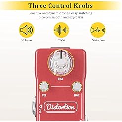 Vangoa Distortion Guitar Pedal, Pédale d’effet de distorsion pour guitare électrique avec True Bypass Mini Single Type… - Les Beatles, Paul McCartney, John Lennon, RIngo Starr, George Harrison Vangoa Distortion Guitar Pedal, Pédale d'effet de distorsion pour guitare électrique avec True Bypass Mini Single Type… – Image 2