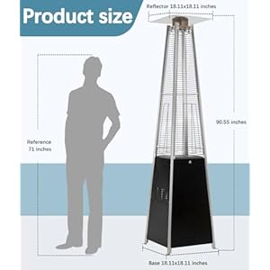 Pyramid patio heater48000 btu outdoor propane patio heater with detachable wheels and protective cover for terrace gardenpoolsideblack  urban country home decor