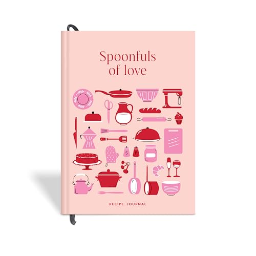 Image of 7mm Recipe Journal | Spoonfuls of Love | Make your own Recipe and Cook Book | Kitchen Essential | A5 Size | 4 Sticker sheets | Hardbound and Laminated |14.8 X 21 cms | Pink