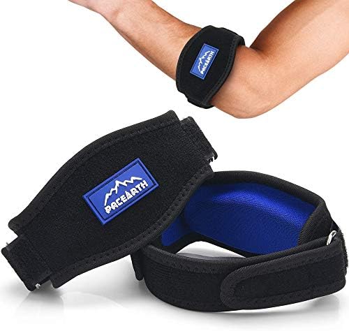 PACEARTH Tennis Elbow Brace Pain Relief for Tendonitis with Metal Buckle Compression Pad with 4 Adjustable Band Straps 2-Count Arm Wrist Brace Fit for Women, Men and Kids, Physical Therapy