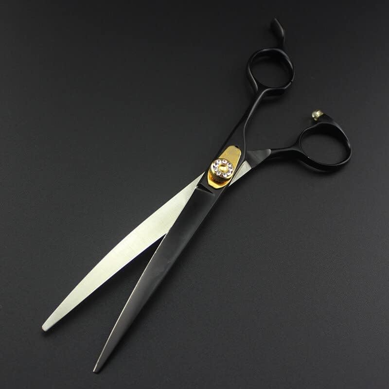 Dog Grooming Scissors Shears, 6 Pcs Japan 440c 7inch Black Pet Dog Grooming Hair Scissors Curved Cutting Shears Thinning Barber Hairdressing Scissors Set