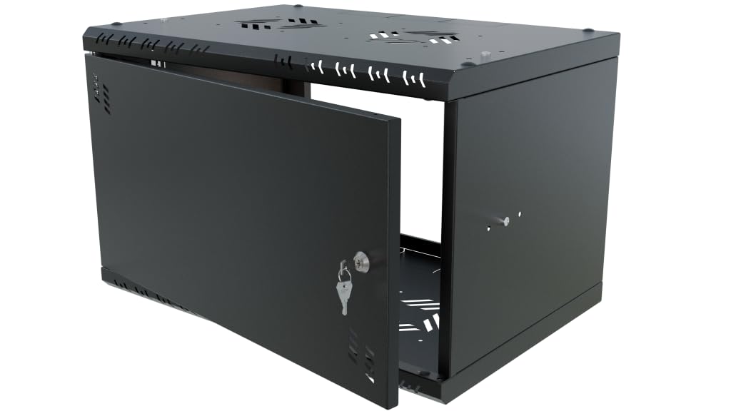 Armoire Réseau 19 Pouces - Baie Informatique 6U - Baie de Brassage pour Montage Mural - Capacité de Charge 40 kg - Profondeur 350 mm - Armoire Informatique - Noir