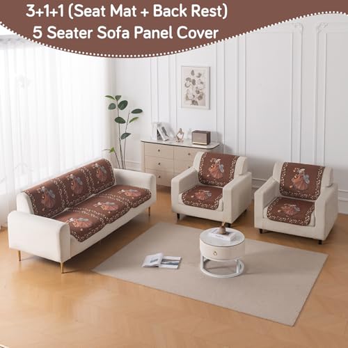 Image of HOKIPO HeavenHue Sofa Cover 5 Seater Panel Set 3+1+1, Nritya Echo