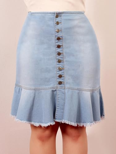 Image of Miss Chase A+ Women's Regular High Rise Mild Distress Regular Denim Skorts