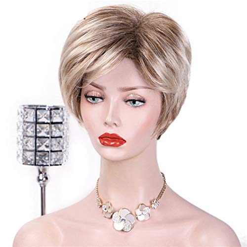 Perruque synthétique bob courte blonde frange cheveux ondulés femme