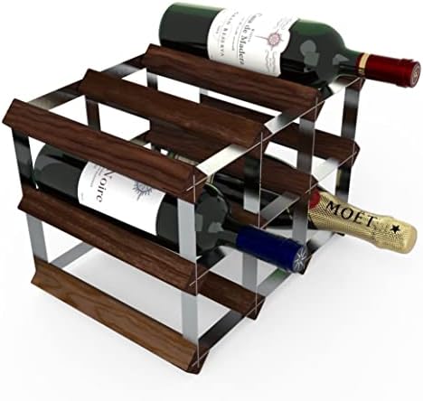 RTA - Freestanding Wine Rack, for Floors and Countertops, Made from Premium Quality FSC Pine, Fully Assembled, for Wine and Champagne, Made in The UK (9 Bottles) (Dark Pine)
