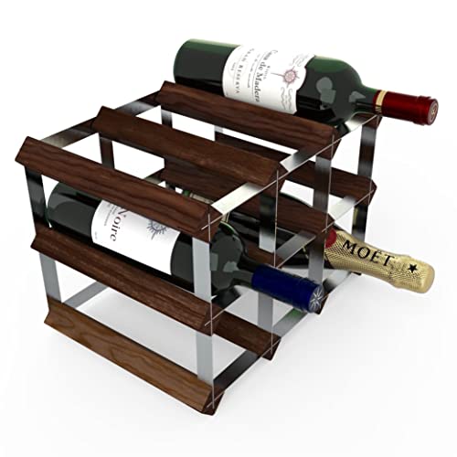 Rta - Freestanding Wine Rack, For Floors And Countertops, Made From Premium Quality Fsc Pine, Fully Assembled, For Wine And Champagne, Made In The Uk (9 Bottles) (Dark Pine) #TOP1