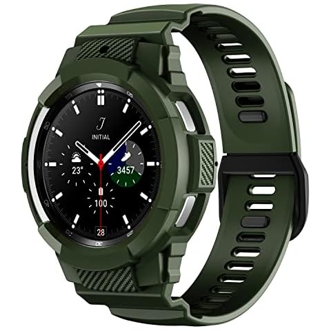 Deilin Compatible with Galaxy Watch 4 Band with Case[46mm] 2021 Release, Uni-body Case with Band for Samsung Watch Classic 4 46mm, Shockproof Rugged, Bezel Rotate available, Charging without Remove Cover