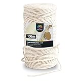OfficeTree 100 Meter Kordel Weiß 2mm - Weiße Schnur - Juteband Weiß - Kordel Weiss für Hauhalt Garten Dekoration Basteln oder Verpacken