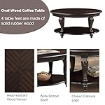 Oval Wood Coffee Table for Living Room, 2-Tier Solid Wood Coffee Table with Open Storage Shelf, Traditional Retro Center Table for Office (42" W x 26" D x 20.5" H, Espresso) - Image 4