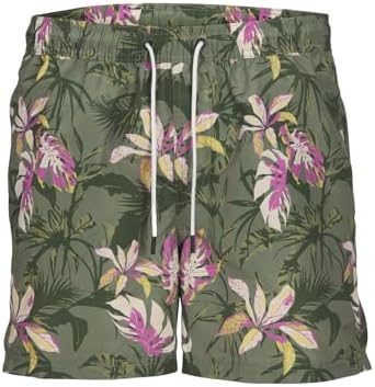 JACK & JONES Erkek JPSTFIJI JJSWIM AOP ORIGINALS LY Deniz Şortu Koyu Yeşil XL - Görsel 1