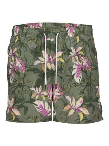JACK & JONES Erkek JPSTFIJI JJSWIM AOP ORIGINALS LY Deniz Şortu Koyu Yeşil XL