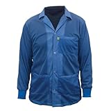 ESD Lab Jacket Anti-Static Collar Smock, ANSI-ESD S20.20, 94% Poly/6% Carbon, 3 Pockets & ISO 8 for Electronics Manufacturing